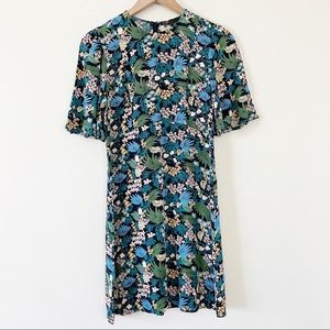 LAST CHANCE - ONLY UNTIL 12/20/24 - Maje Rimbaud Crepe Dress Tropical Floral